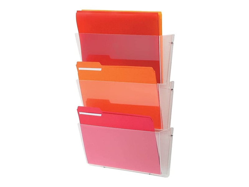 Deflect-O Deflecto 63601 Unbreakable docupocket expandable three-pocket wall file set  letter  clear - Image 2